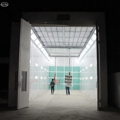 39KW CE อนุมัติอุตสาหกรรม Spray Booth เตาอบสําหรับรถโดยสารรถบรรทุกห้องทาสี 15000mm