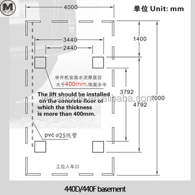 ความจุในการยก 4000 กิโลกรัม 4 โพสต์รถยก 4720 มม ความยาว 2.2KW พลังงานมอเตอร์