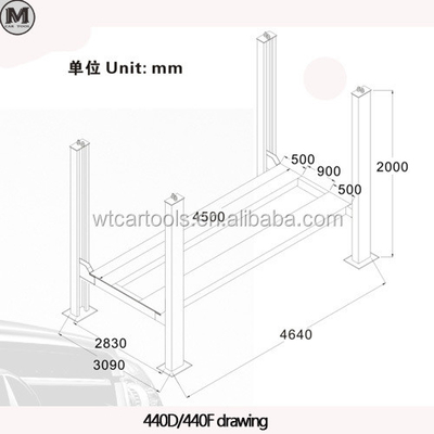ความจุในการยก 4000 กิโลกรัม 4 โพสต์รถยก 4720 มม ความยาว 2.2KW พลังงานมอเตอร์