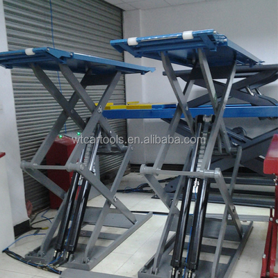 ความจุในการยก 3600 กิโลกรัม ความจุในการยก 220 วอลต์ Scissor Lift Car Hoist สําหรับการติดตั้งบนพื้น