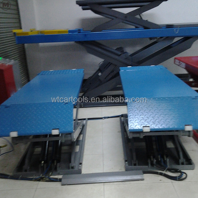 ความจุในการยก 3600 กิโลกรัม ความจุในการยก 220 วอลต์ Scissor Lift Car Hoist สําหรับการติดตั้งบนพื้น