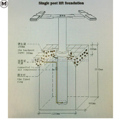 ไฮดรอลิก ดินซ่อนการออกแบบ Single Post Car Lift สําหรับรถยนต์ 3500kg