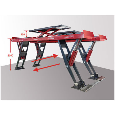 ลิฟต์ยกรถแบบกรรไกรแนวตั้งรูปตัว Y สำหรับตั้งศูนย์ล้อ ยกของหนัก รับน้ำหนักได้ 11 กระบอกสูบ ยกได้ 5500 กก.