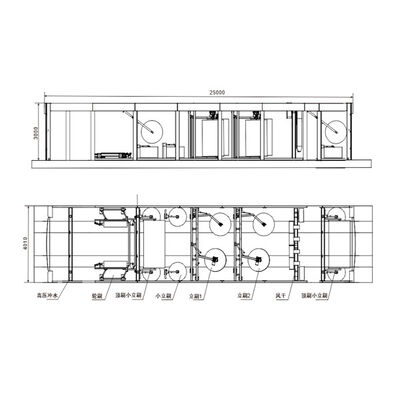 เครื่องล้างรถแบบอุโมงค์รางเรียบ 14 แปรง 25 เมตร