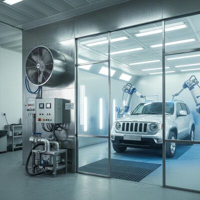 คันสเปรย์บูธที่มี 5.5KW ยุโรปประเภทอัดลม 300 มม ฐานโครงสร้างเหล็กและความสูงของเตียงปรับ 40cm - 118cm